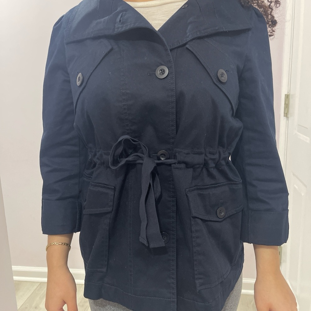 Loft Navy Drawstring Utility Jacket - image 2